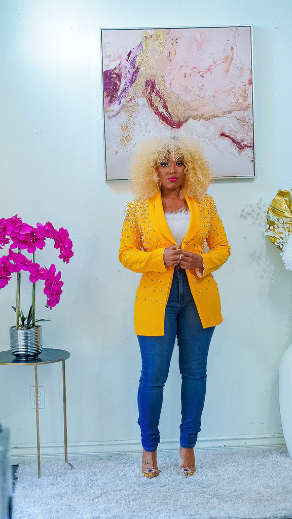 Pearled Blazer (Yellow)