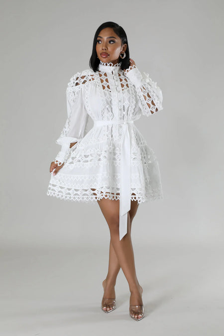 Salome Fringe Dress (White)