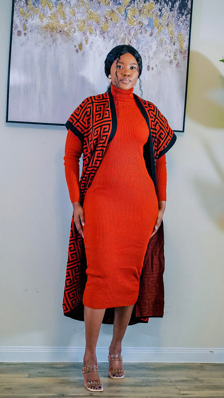 Sadie Pleated Dress (Orange)