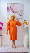 Tyra Plisse Dress (Orange)