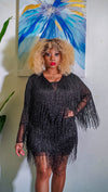 Lori Luxe Beaded Fringe Dress (Black)