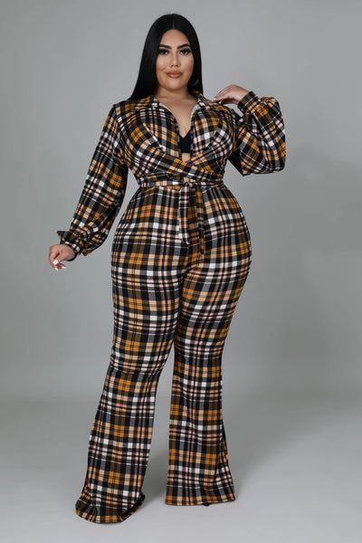 Kira Plaid Jumpsuit (Plus)