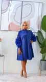 Sadie Pleated Dress (Blue)