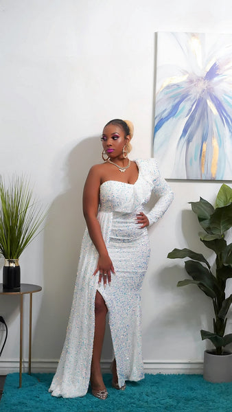 Tina Sequins Maxi (White)