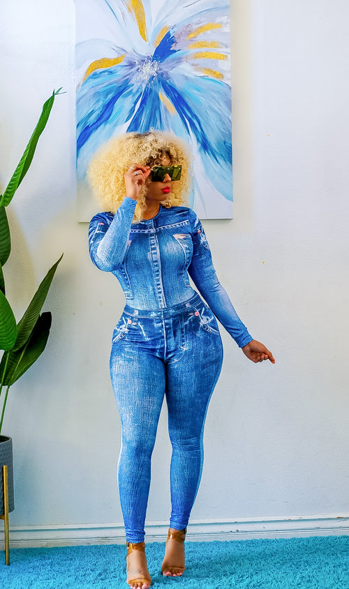 Mya Denim Print Set