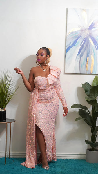 Tina Sequins Maxi (Blush)