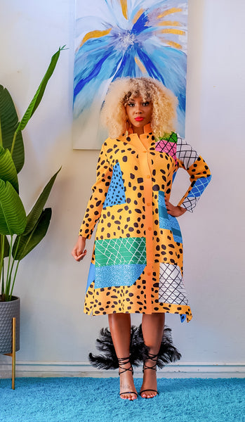 Dotted Plisse Dress (Yellow)