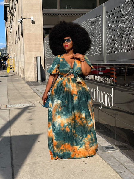 Plus size tie dye maxi skirt top