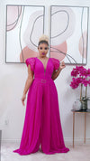 Simone Pleated Jumpsuit  (Fuchsia)