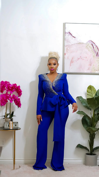 Opulence Peplum Jumpsuit (Blue)