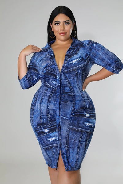 Denim Print Dress