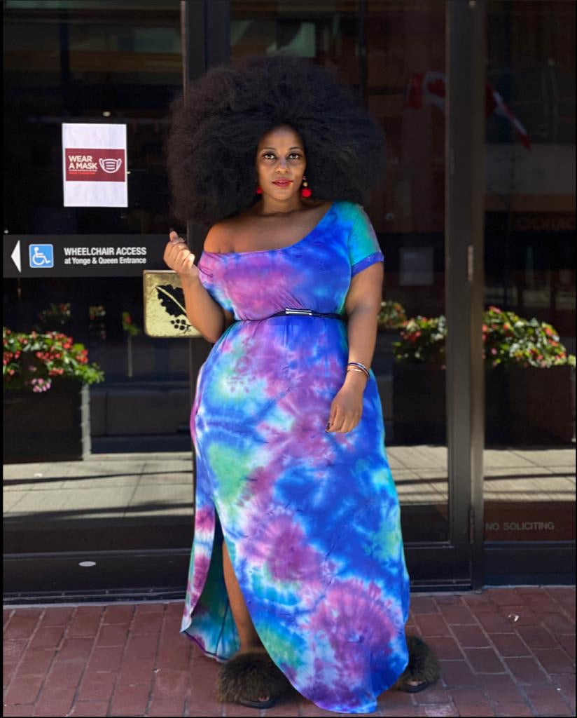 Plus size tie sales dye dress with sleeves