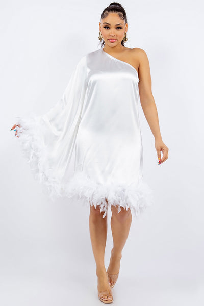 Kate Feather Dress (White)