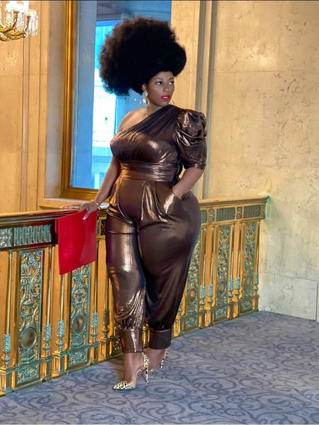 Maya Metallic Jumpsuit (Plus)
