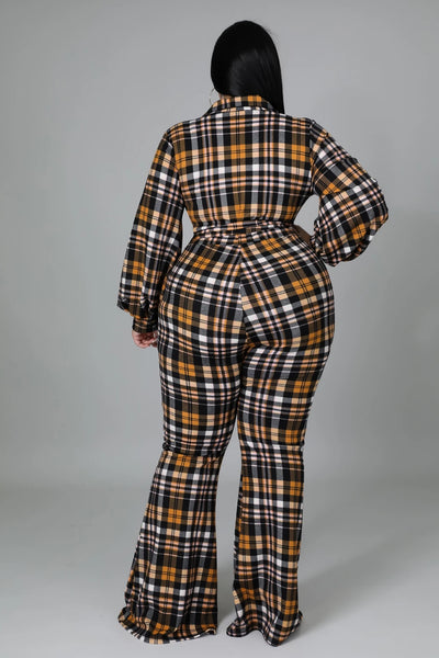 Kira Plaid Jumpsuit (Plus)